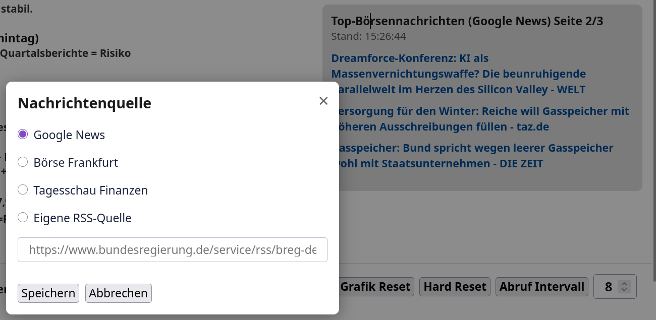 eigne RSS Quelle wählbar